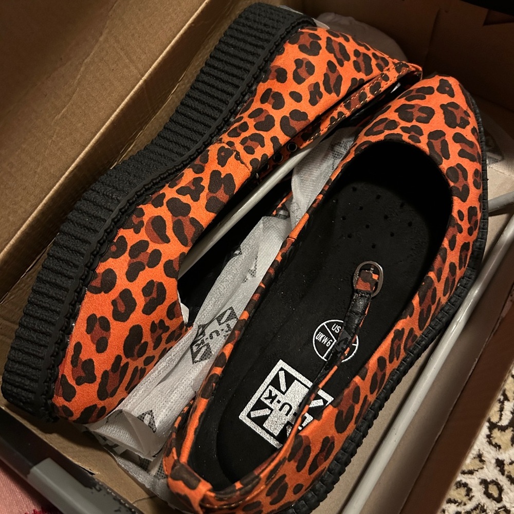 T.U.K Leopard Print Flats with Black Accents